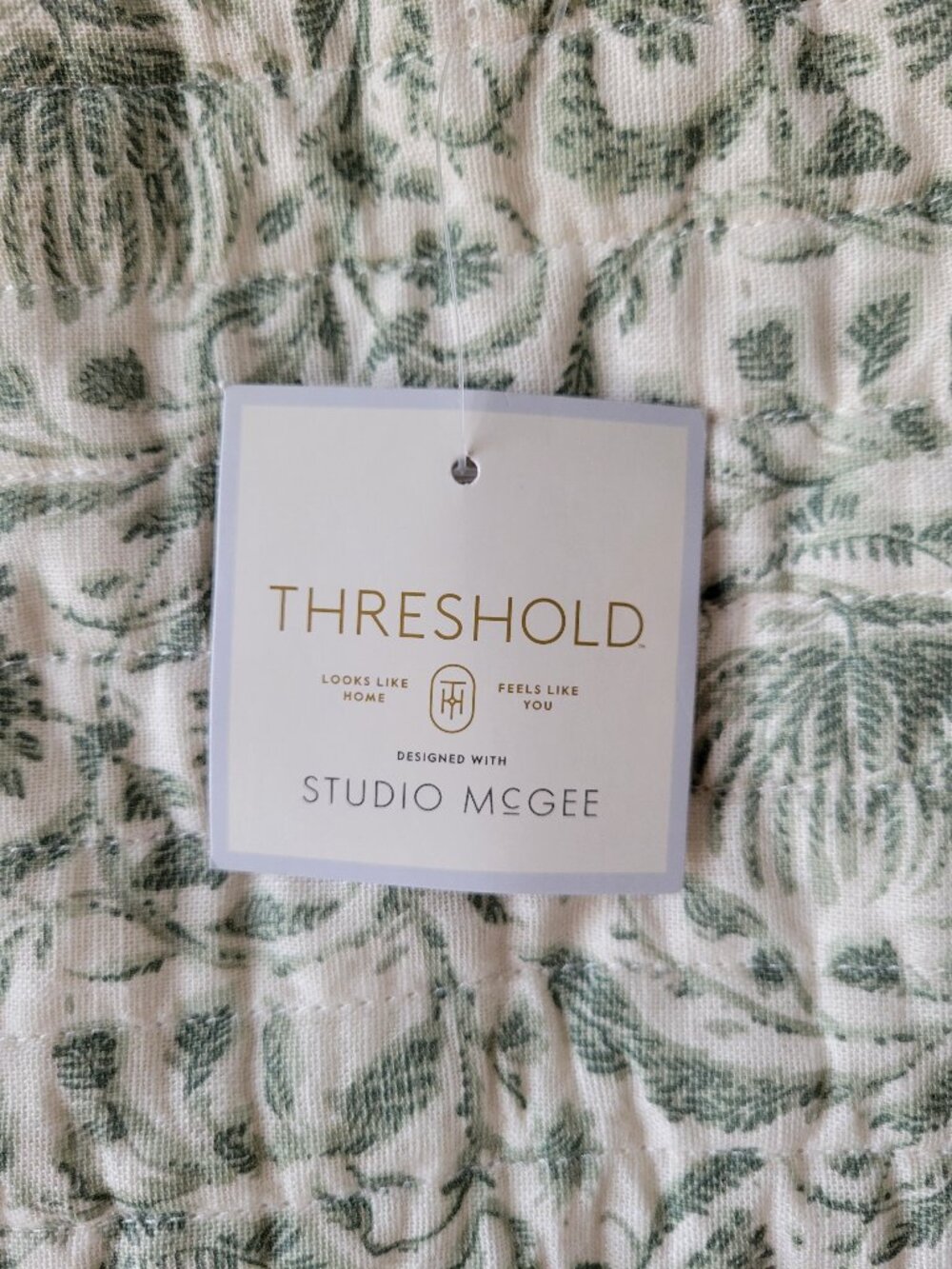 Euro Sham Threshold Studio McGee Cotton Slub Print Quilt Sham 26x26 Sage Cream